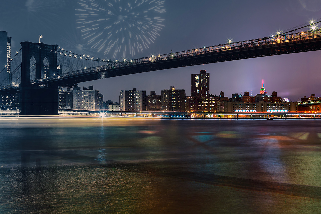 Credit Photo Photovs via Envato
Vista de la skyline de Manhattan desde Brooklyn Bridge Park